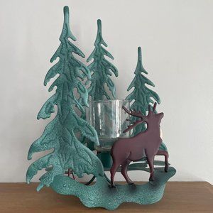 Woodland Candle Holder with Gazing Elk